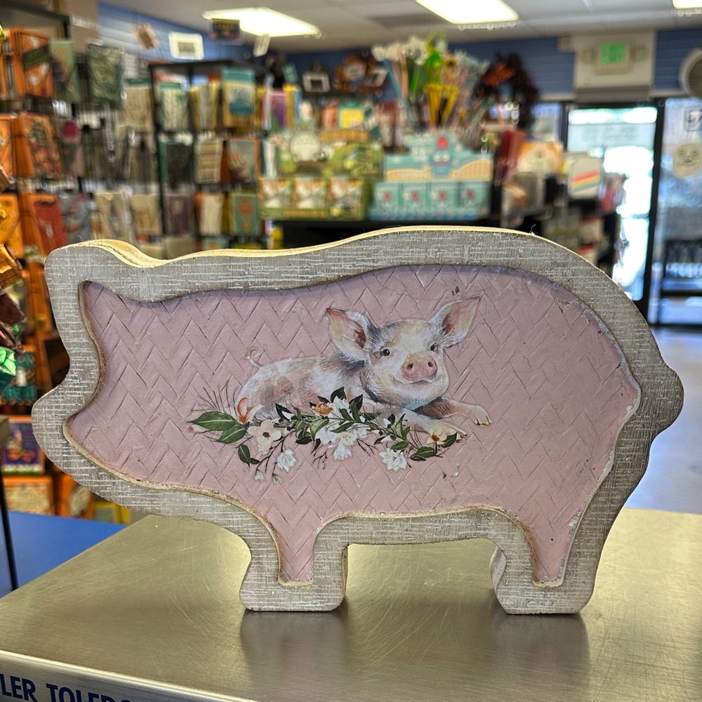 Pink Pig Shaped Decorative Plaque